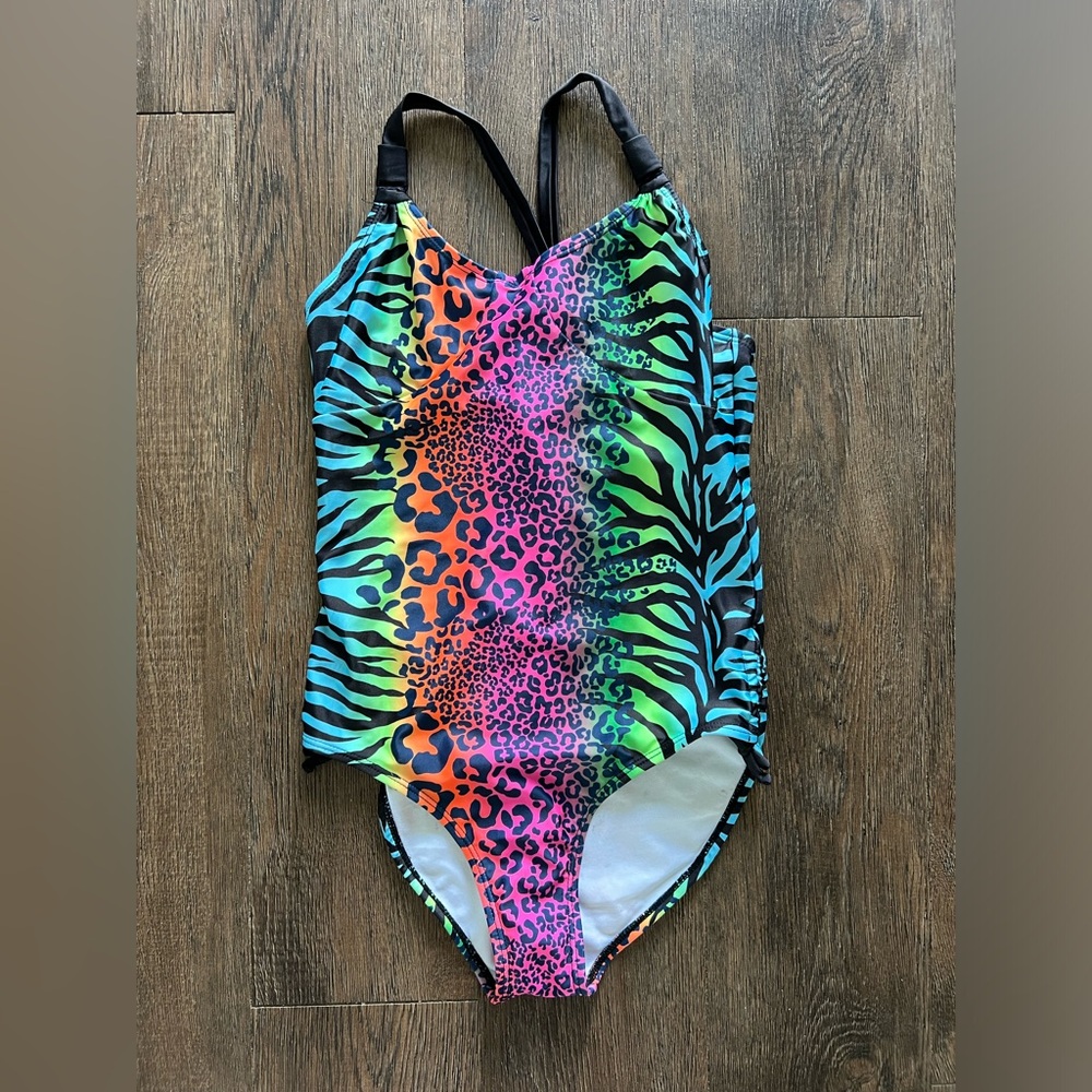 Size large 10/12 Coastalina colorful zebra print bathing suit.  One piece.
